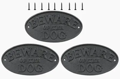 3er-Pack Vorsicht-Hund-Schild, schwarz, groß