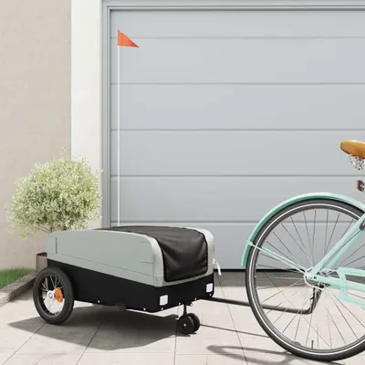 Imagen del producto de Maison Exclusive: Remolque para bicicletas, color  y gris, capacidad de 30 kg, fabricado en hierro