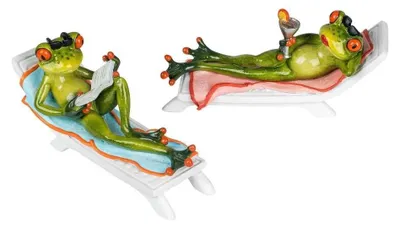 Image de Ensemble de 2 figurines de grenouilles décoratives pour le jardin