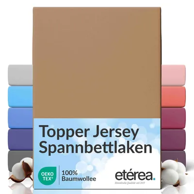 Immagine prodotto di Lenzuolo con angoli in jersey Etérea 140x200 - 160x200 cm – 100% cotone, indeformabile e di facile manutenzione - Stucco