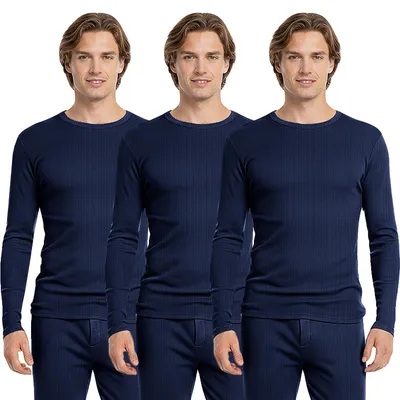 Immagine prodotto di HEAT BOOSTER Maglia termica a maniche lunghe uomo, a coste con morbido pile interno, blu navy, taglia XL