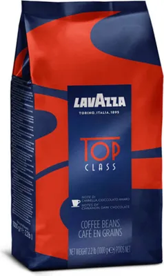 A bag of Lavazza Top Class coffee beans.