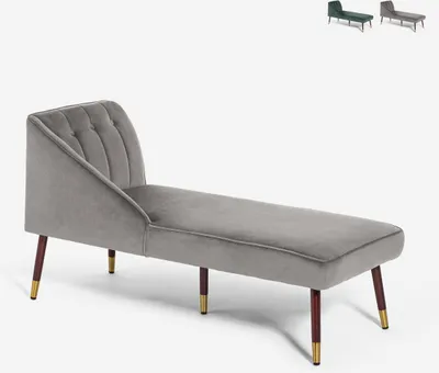 Produktbild von Liegesessel Vintage Chaiselongue links klassisch aus Samt Agos - Grau