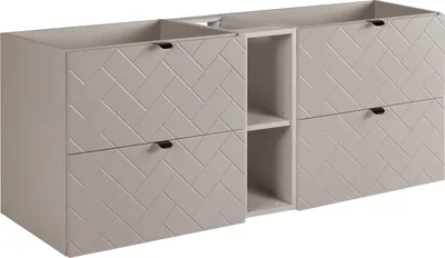 Produktbild von Badezimmerschrank, Kaschmir mit schwarzer Griff, 140 x 57 x 46 cm
