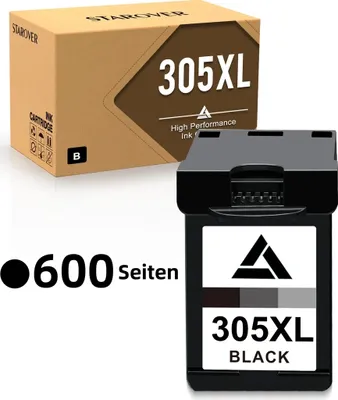 Produktbild von 600 Seiten XXL 305 Schwarz Patronen Ersatz für HP 305XL Envy 6010 6020 6030 Envy Pro 6420 6430 DeJsket 2700 2710 2720 2724 DeskJet Plus 4110 4120 4130