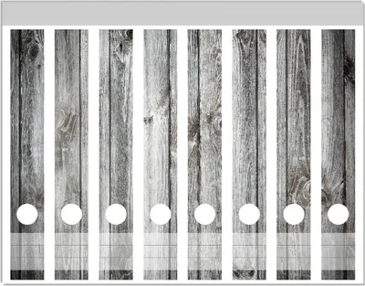 Produktbild von Wallario Ordnerrücken Sticker, selbstklebend für schmale Ordner, 8 Stück, Motiv Holz-Optik Textur hellgraues Holz Paneele Dielen mit Asteinschlüssen