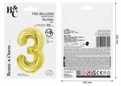 Image de Ballon en aluminium B&C, couleur or clair, 85 cm - Godan