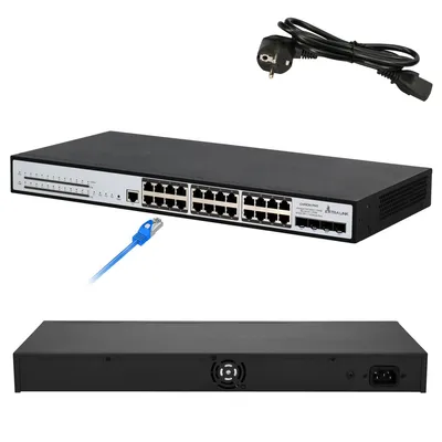 Obrázek produktu pro Extralink Chiron Pro | PoE přepínač | 24x RJ45 1000Mb/s PoE, 4x SFP+, L3, spravované, 370W