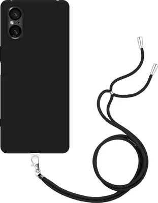 Image de Cazy Coque avec Cordon compatible avec Sony Xperia 5 V Coque avec Cordon - Coque Flexible - Noir