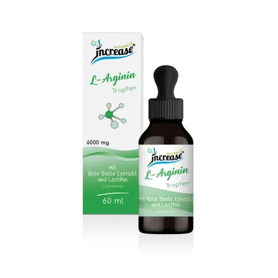 Produktbild von Liposomale L-Arginin Tropfen hochdosiert - (180.000mg L-Arginin pro Packung) 6.000mg L-Arginin pro Tagesdosis mit Rote Bete Extrakt - MCT Öl