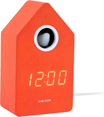 Produktbild von Karlsson - Wecker Cuckoo Led - Orange - 9x9x15.8cm