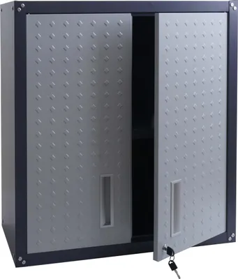 Image de Armoire suspendue HWC-O52, armoire murale de stockage bibliothèque, verrouillable acier 77x77x31cm ~ gris clair/gris foncé