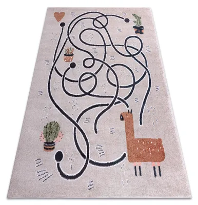Image de Tapis FUN Game pour enfants, jeu, de lama beige multicolore 120x170 cm