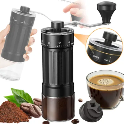 Produktbild von Mini-Kaffeemühle mit 40 einstellbaren Einstellungen, tragbare Handkaffeemühle mit 30 g Fassungsvermögen, konische Kaffeemühle mit Kurbel für Reisen, Camping, Büro, Espresso, Pour Over usw.