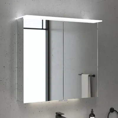 Productafbeelding van Villeroy & Boch Taro spiegelkast, 80,7 cm breed, met 2 deuren, verlichting, wastafelverlichting en een vergrootspiegel