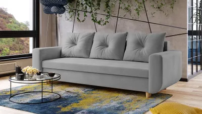 Produktbild von AX LIVING Cheriton Schlafsofa Modern 222 cm Hellgrau mit Schlaffunktion