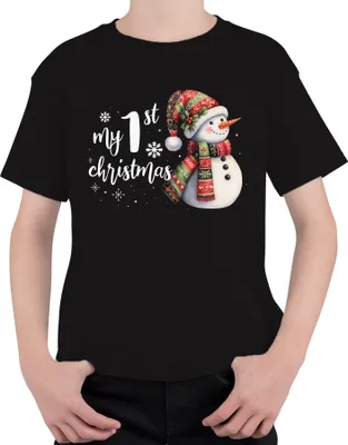Produktbild von My 1st christmas erste Weihnachten - Weihnachtsgeschenk Christmas Uni Kinder T-Shirt, Schwarz, 128
