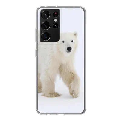 Produktbild von MuchoWow® Handyhülle Schutzhülle Hülle für Samsung Galaxy S21 Ultra Eisbär - Schnee - Weiß Silikon Softcase Handy Hülle - Mobiltelefon