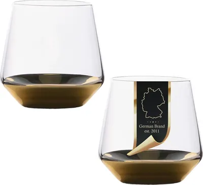 Immagine prodotto di Intirilife 2x bicchiere per bere con base color oro - capacità 350 ml - bicchiere per succo d'acqua in vetro cristallo tumbler antiurto