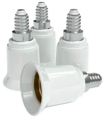 Produktbild von EAZY CASE 4x Lampensockel Adapter – Konverter für E14 Fassung auf E27 Lampenadapter für LED-/Halogen- und Energiesparlampen Sockeladapter, Weiß