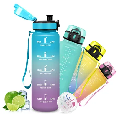 Produktbild von Mujigaga Trinkflasche 1l Auslaufsicher Sport Wasserflasche mit Filter, Blau