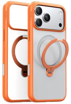 Obrázek produktu pro TORRAS Ostand Spin Series pouzdro pro iPhone 17pro max oranžové-360° stabilní stojánek, MagSafe, vojenské ochranné pouzdro s ochranou fotoaparátu a tlačítek, matná zadní strana