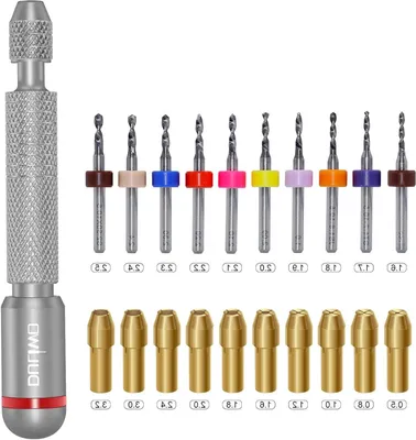Productafbeelding van Handboren Set - Micro Boren - Ambachtelijk Maken - Precisie Klemmen - 21 Stuks - Zilver