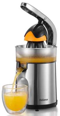 Obrázek produktu pro Elektrický citrusový odšťavňovač Yabano s pákovým mechanismem, nerezová ocel, 2 kuželové nástavce