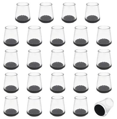 Produktbild von Stuhlbeinkappen rund 30mm für 20-24mm transparent aus TPE mit Filz 24 Stück