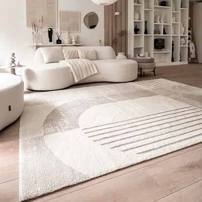 Produktbild von Hochflor Teppich - Serene Shapes Creme - 160x230 cm - Ländlich, Modern, Skandinavisch - Wohnzimmer, Schlafzimmer, Flur - FRAAI | Home & Living