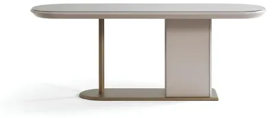 Immagine prodotto di Tavolo beige, stile moderno, struttura in metallo, piano in vetro, rettangolare