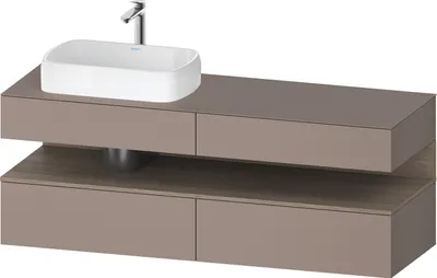 Produktbild von Duravit Qatego Konsolenwaschtischunterbau, 2 Auszüge, 2 Schubkästen, Ausschnitt links, 1600x550x600mm, Nische Eiche Terra, QA4777035430010