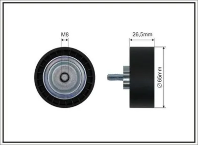 Obrázok produktu pre CAFFARO 444-03 Odrazová kladka pre klinový remeň 65 mm, vhodná pre MERCEDES-BENZ SPRINTER 3,5 t dodávka (906), SPRINTER 3 t dodávka (906), SPRINTER 3,5 t autobus