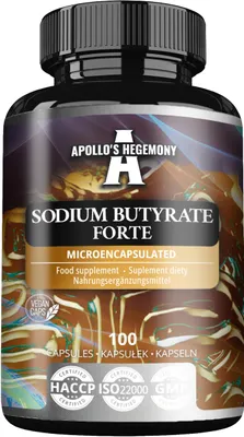 Immagine prodotto di Butirrato di sodio Forte 400 mg (80% di acido butirrico) - 100 capsule vegane