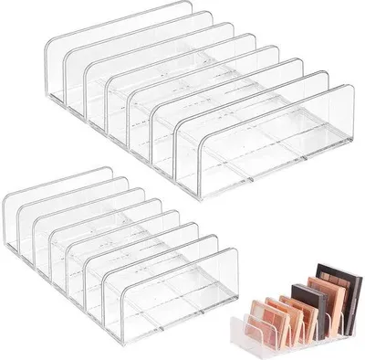 Obrázek produktu pro Uniqoos® Sada 2 organizérů na oční stíny, 7 přihrádek, průhledné – úložný prostor na kosmetiku, rozměry 17 x 12,5 x 4 cm a 17 x 8,5 x 4 cm