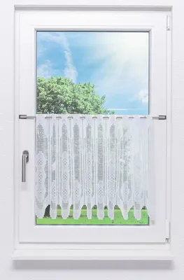 Produktbild von Lysel Scheibengardine - Kästchendesign (Bx H) 150cm * 45cm weiß/weiß