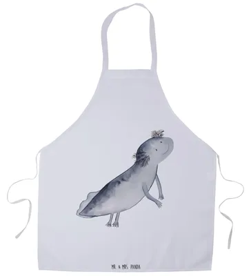 Produktbild von Mr. & Mrs. Panda Grill Schürze Axolotl Schwimmen - Weiß - Geschenk, Optimistisch, Lurch, Motivation, Grillmeister, Axolot, Grillschürze, Gastro-Schürze, Küchenschürze