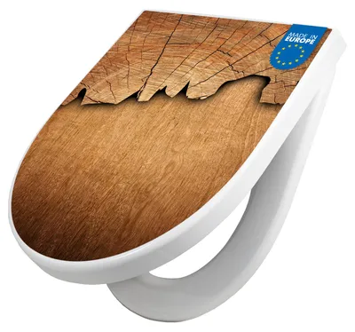 Produktbild von WC Sitz mit Absenkautomatik D Form Motiv Holz [TDW3 10447]