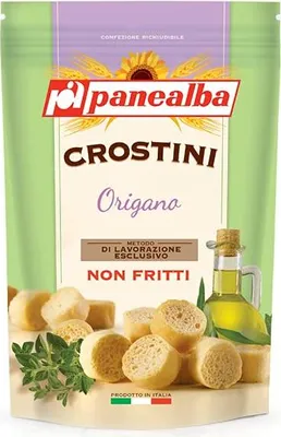 Produktbild von Panealba Crostini Origano Croutons mit Oregano Gesalzener Snack Nicht Gebraten Nicht Frittiertes 100g