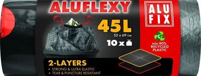 Obrázek produktu pro Pytle na odpadky "Aluflexy", černá, zatahovací, 45 l, 10 ks, LDPE, ALUFIX