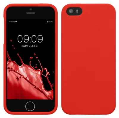 Produktbild von kwmobile Handyhülle für Apple iPhone SE (1.Gen 2016) / iPhone 5 / iPhone 5S Hülle - TPU Case - Kabelloses Laden - Schutzhülle Cover in Neon Rot