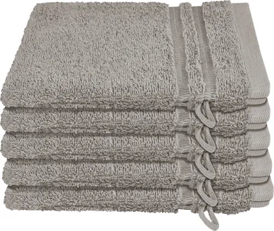 Produktbild von Schiesser Frottier Waschhandschuh Milano im 5er Set | 100% Baumwolle aus nachhaltiger Produktion | weich, saugstark, farbecht | 16x22cm | Hellgrau