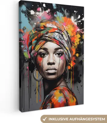 Obrázok produktu pre Dekorácia na stenu 40x60 cm - Žena - Graffiti - Čierna, plátno, obraz, nástenná dekorácia