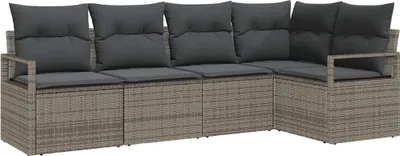 Image de Ensemble de Canapés 5 pcs Gris polyrotin