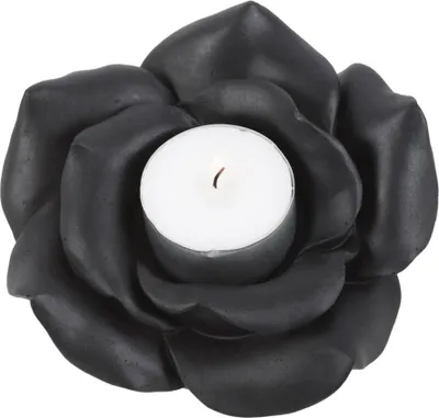 Produktbild von Schwarze Gothic Rose Teelichhalter 11cm