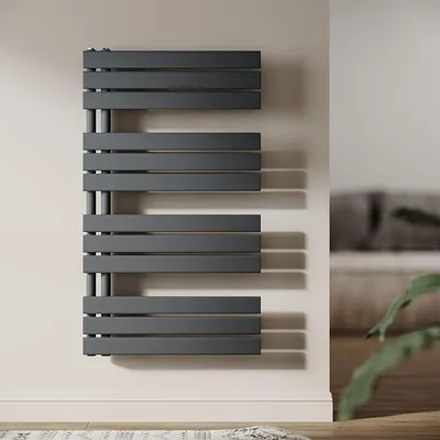 Productafbeelding van Badradiator 1038 x 600 mm, handdoekradiator, antraciet, paneel, handdoekdroger, handdoekrek, zijwaartse aansluiting, badkamer radiator, 1044W