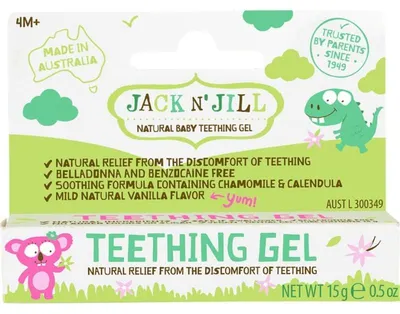 Produktbild von Jack & Jill Zahnungsgel für Babys ab 4 Monaten, sicher schluckbar, beruhigt Zahnfleisch, ohne Zucker, 15g