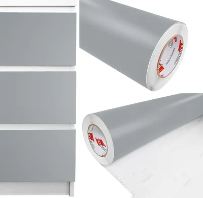 Produktbild von DecoMeister Möbelfolie selbstklebend 33x1000 cm - Grau Matt - Einfarbig Klebefolie für Möbel - Klebefolie Möbel für einfache Anwendung, ideal für die Renovierung von Küche oder Bad - Möbelfolie