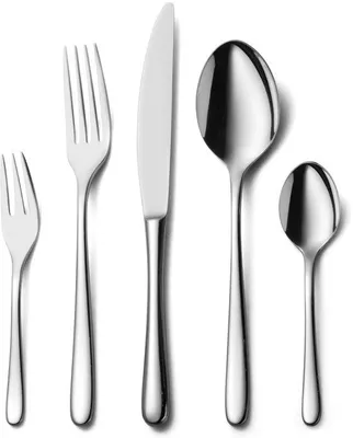 Produktbild von Unyqoos® Besteckset 60-teilig für 12 Personen – polierter 1810 Edelstahl, inkl. Gabeln, Messer, Löffel, Kuchen- & Kaffee-/Teelöffel, spülmaschinenfest