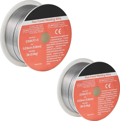 Image de Fil fourré SucceBuy 0,8 mm, fil de soudage MIG E308LFC-O, 0,9 kg Fil de soudage en acier inoxydable sans gaz avec formation réduite de projections pour différentes positions de soudage, autoprotecteur pour une utilisation en extérieur, 1 pièce.